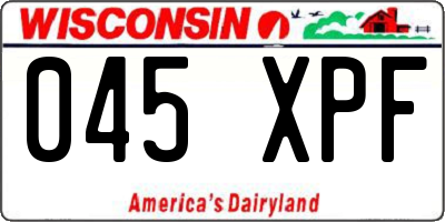 WI license plate 045XPF