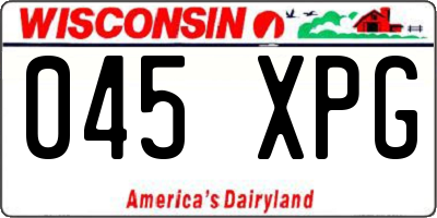 WI license plate 045XPG