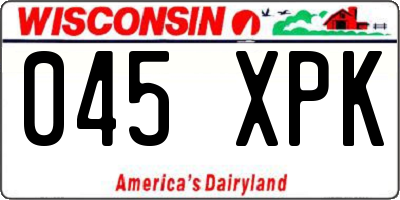 WI license plate 045XPK