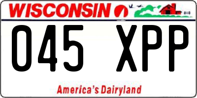 WI license plate 045XPP