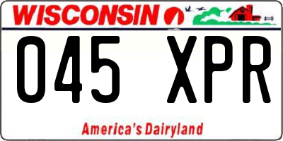 WI license plate 045XPR