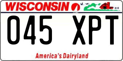 WI license plate 045XPT