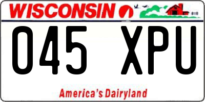 WI license plate 045XPU