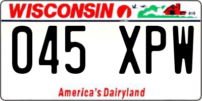 WI license plate 045XPW
