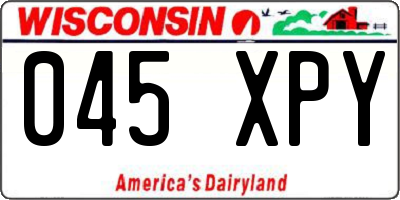 WI license plate 045XPY