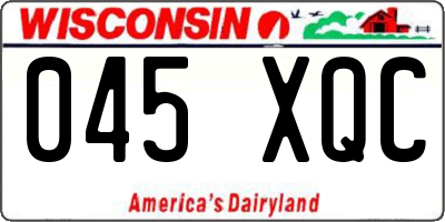 WI license plate 045XQC
