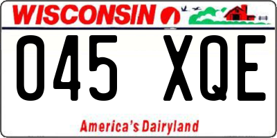 WI license plate 045XQE