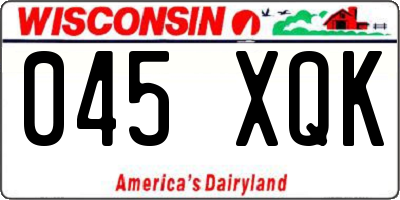 WI license plate 045XQK