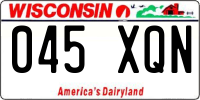 WI license plate 045XQN