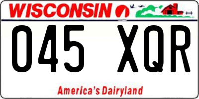 WI license plate 045XQR