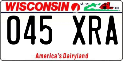 WI license plate 045XRA