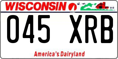 WI license plate 045XRB