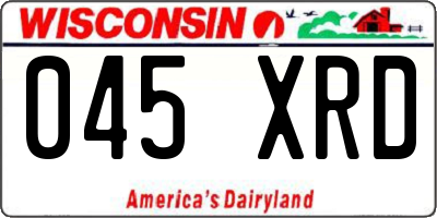 WI license plate 045XRD