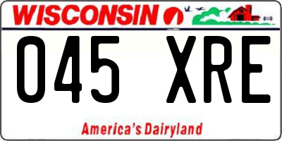WI license plate 045XRE