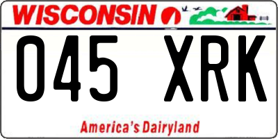 WI license plate 045XRK