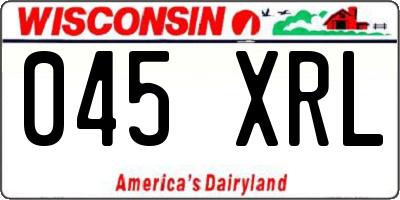 WI license plate 045XRL