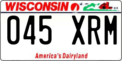 WI license plate 045XRM