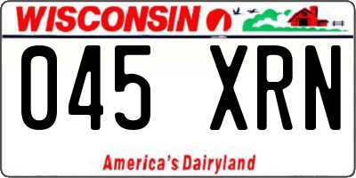 WI license plate 045XRN