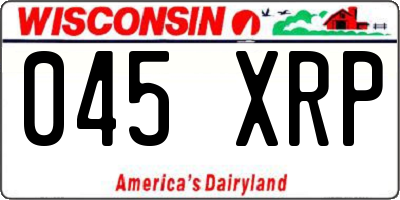 WI license plate 045XRP
