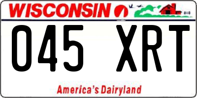WI license plate 045XRT