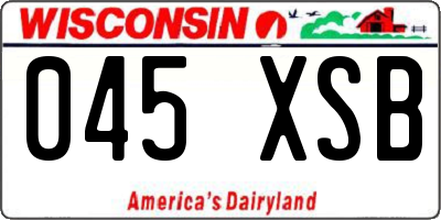WI license plate 045XSB