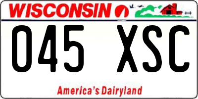 WI license plate 045XSC