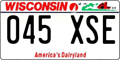 WI license plate 045XSE
