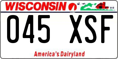 WI license plate 045XSF
