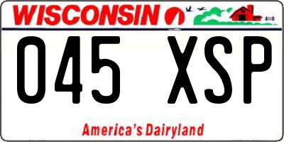 WI license plate 045XSP