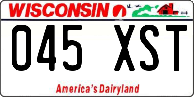 WI license plate 045XST
