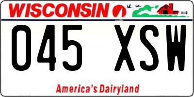 WI license plate 045XSW