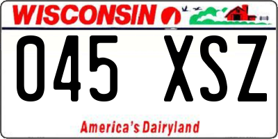 WI license plate 045XSZ