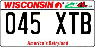 WI license plate 045XTB