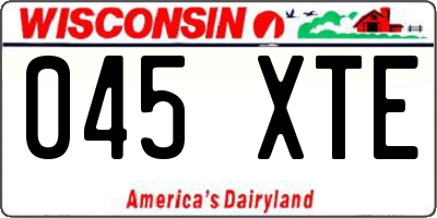 WI license plate 045XTE
