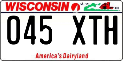 WI license plate 045XTH
