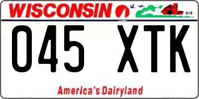 WI license plate 045XTK