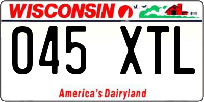 WI license plate 045XTL