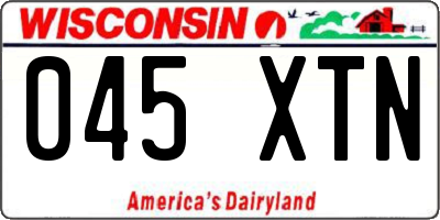 WI license plate 045XTN