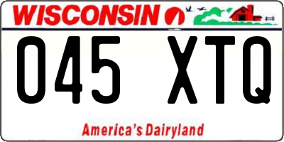 WI license plate 045XTQ