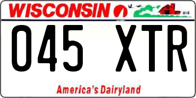 WI license plate 045XTR