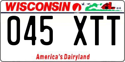 WI license plate 045XTT