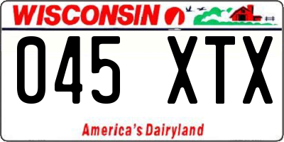 WI license plate 045XTX