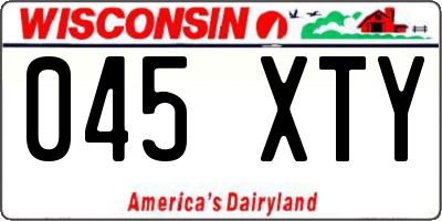 WI license plate 045XTY