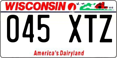 WI license plate 045XTZ