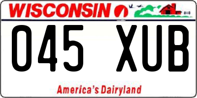 WI license plate 045XUB