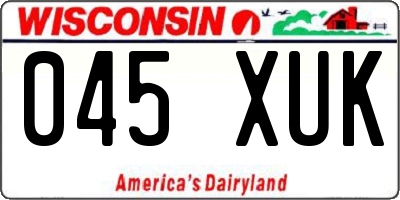 WI license plate 045XUK
