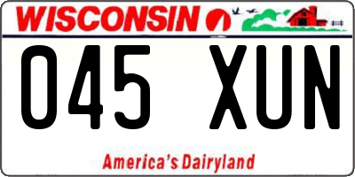 WI license plate 045XUN