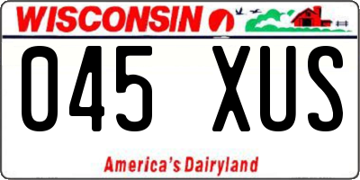 WI license plate 045XUS