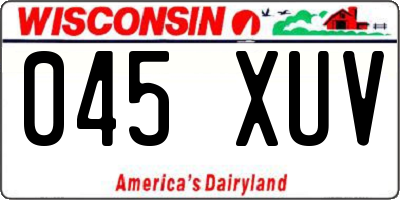 WI license plate 045XUV