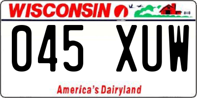 WI license plate 045XUW